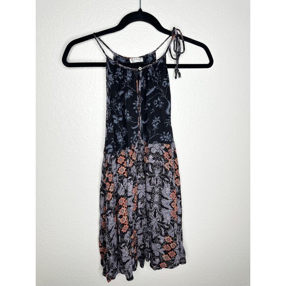 Free People Dresses & Skirts - Free People Dress Womens Small Black Floral Bohemian Intimately Spaghetti Strap